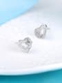 thumb S925 Silver Heart Stud Earrings with Zircons 1