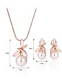 thumb Alloy Rose Gold Plated Fashion Artificial Pearl Two Pieces Jewelry Set 2