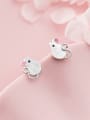 thumb 925 Sterling Silver With Platinum Plated Simplistic Mouse Stud Earrings 2