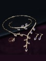 thumb Alloy Imitation-gold Plated Fashion Branch-shaped Stones Four Pieces Jewelry Set 1