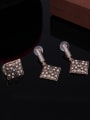 thumb Alloy Antique Gold Plated Vintage style Artificial Stones Square Three Pieces Jewelry Set 2