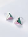 thumb S925 silver solid triangles zircon stud cuff earring 0