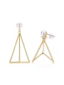 thumb All-match Hollow Triangle Shaped Artificial Pearl Drop Earrings 0