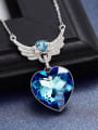 thumb Blue Heart Shaped with Wings Necklace 2