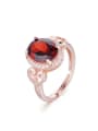 thumb Rose Gold Plated Oval Garnet Gemstone Ring 0