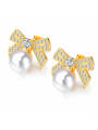 thumb Copper With 18k Gold Plated Cute Bowknot Earrings 0