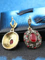 thumb Vintage style Ruby Resin stones White Crystals Earrings 2