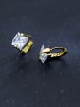 thumb Temperament Gold Plated Square Shaped Zircon Clip Earrings 0