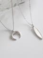 thumb Sterling Silver simple geometric Moon Necklace 2