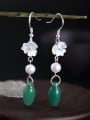thumb Retro style Natural Stone Shell Flower 925 Silver Earrings 0