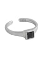 thumb 925 Sterling Silver With Platinum Plated Simplistic Matte geometric square Free Size Rings 0
