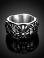 thumb Personality Flower Pattern Stainless Steel Painting Ring 1
