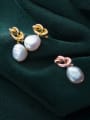 thumb 925 Sterling Silver With 18k Gold Plated Delicate Baroque Artificial  pearl Stud Earrings 2