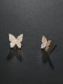 thumb Copper With Cubic Zirconia Cute Butterfly Stud Earrings 3