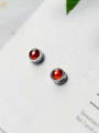 thumb All-match Round Shaped Red Stone Stud Earrings 0