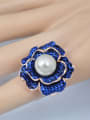 thumb Fashion Exaggerated Blue Flower Artificial Pearl Alloy Ring 1