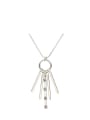 thumb Copper Alloy White Gold Plated Korean style Artificial Gemstones Tassel Necklace 0