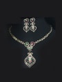 thumb Retro Flower Colorful Zircons Two Pieces Jewelry Set 0