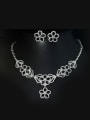 thumb Flower Shaped Zircon Two Pieces Jewelry Set 1