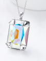 thumb Simple austrian Crystals Rectangular Pendant Copper Necklace 2