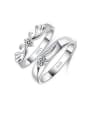 thumb 925 Sterling Silver With  Cubic Zirconia Simplistic Monogrammed loves  Band Rings 0