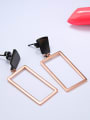 thumb Fashion Hollow Rectangular Titanium Stud Earrings 2