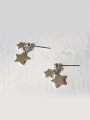 thumb Fashion Double Stars Silver Smooth Stud Earrings 3