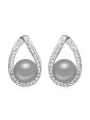 thumb Simple Water Drop Imitation Pearl Shiny Crystal-covered Stud Earrings 4