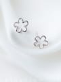 thumb Elegant Hollow Flower Shaped Frosted Silver Stud Earrings 0