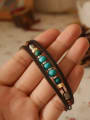 thumb Vintage Cownhide Leather Wood Beads Bracelet 1
