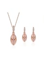 thumb Alloy Rose Gold Plated Fashion Artificial Stones Oval shaped Two Pieces Jewelry Set 0