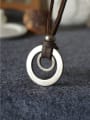 thumb Double Round Shaped Cownhide Leather Necklace 3