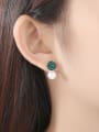 thumb 925 Sterling Silver With  Artificial Pearl Fashion Round Stud Earrings 1