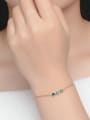 thumb Simple Natural Green Agate White Gold Plated Bracelet 1
