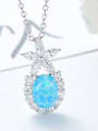 thumb Fashion Oval Opal stone White Zirconias 925 Silver Pendant 0