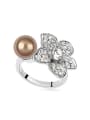 thumb Fashion Imitation Pearl Crystals-covered Flower Alloy Ring 1