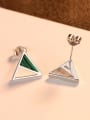 thumb 925 Sterling Silver With Turquoise Simplistic Triangle Stud Earrings 3