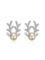 thumb Fashion Artificial Pearl Antler Stud Earrings 0