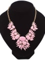 thumb Fashion Resin sticking Flowers Rhinestones Gold Plated Necklace 1