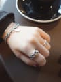 thumb 925 Sterling Silver With Antique Silver Plated Simplistic Irregular Free Size Rings 3