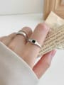thumb 925 Sterling Silver With Platinum Plated Simplistic Matte geometric square Free Size Rings 2
