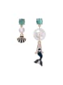 thumb Alloy With Rose Gold Plated Cute Asymmetry Mermaid Drop Earrings 0