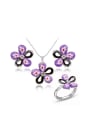 thumb Purple Flower Shaped Polymer Clay Three Pieces Jewelry Set 0
