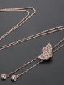 thumb Copper inlaid AAA zircon color butterfly adjustable necklace 3