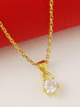 thumb Fashion 24K Gold Plated Round Shaped Rhinestone Necklace 2