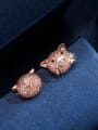 thumb Copper With Rhinestone Cute pig  Stud Earrings 3