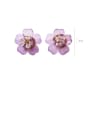 thumb Alloy With Rose Gold Plated Simplistic Flower Stud Earrings 4