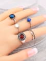 thumb Antique Silver Plated Resin stones Alloy Ring Set 1