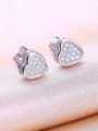 thumb Tiny Shiny Cubic Zirconias Heart 925 Silver Stud Earrings 0