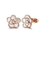 thumb Copper With Rose Gold Plated Cute Flower Stud Earrings 0